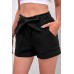 Black Elastic Waist Shorts with Pockets