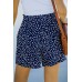 Blue Spotted Print Loose Casual High Waist Shorts