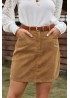 High Waist Corduroy Mini Skirt with Pockets
