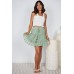 Smocked Waist Swiss Dot Frilled Tiered Mini Skirt