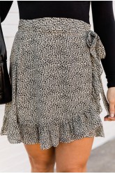 Leopard Wrap Ruffle Skirt