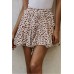 Apricot Printed Ruffled Hem A-Line Mini Skirt