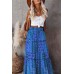Tiered Paisley Print Pocketed Maxi Skirt