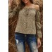 Frilled Off-the-shoulder Cheetah Blouse