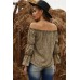 Frilled Off-the-shoulder Cheetah Blouse