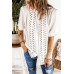 White Frilled Hollow-out Short Sleeve Shirt