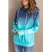 Blue Ombre Pullover Long Sleeve Hoodie