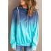 Blue Ombre Pullover Long Sleeve Hoodie
